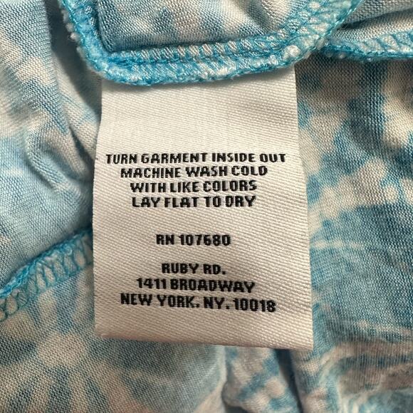 Ruby Rd. Womens Blouse Plus Size 1X Blue Tropical Pullover Poncho Style Top - Picture 6 of 7